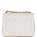 Vintage Chanel Mini Square Flap White Caviar Gold Hardware