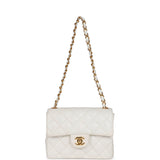 Vintage Chanel Mini Square Flap White Caviar Gold Hardware