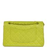 Vintage Chanel Medium Classic Double Flap Lime Green Lambskin Green Hardware