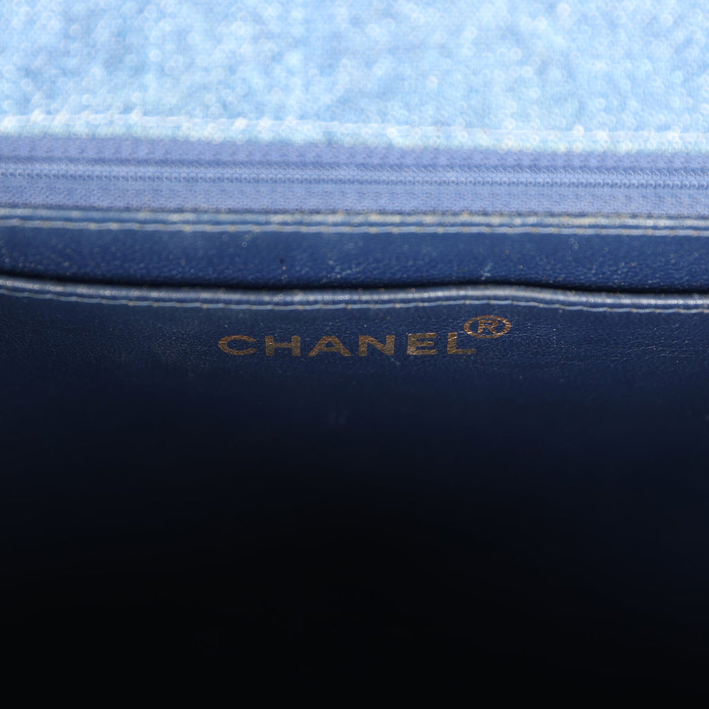 Vintage Chanel Envelope Flap Top Handle Handbag Dark Blue Denim