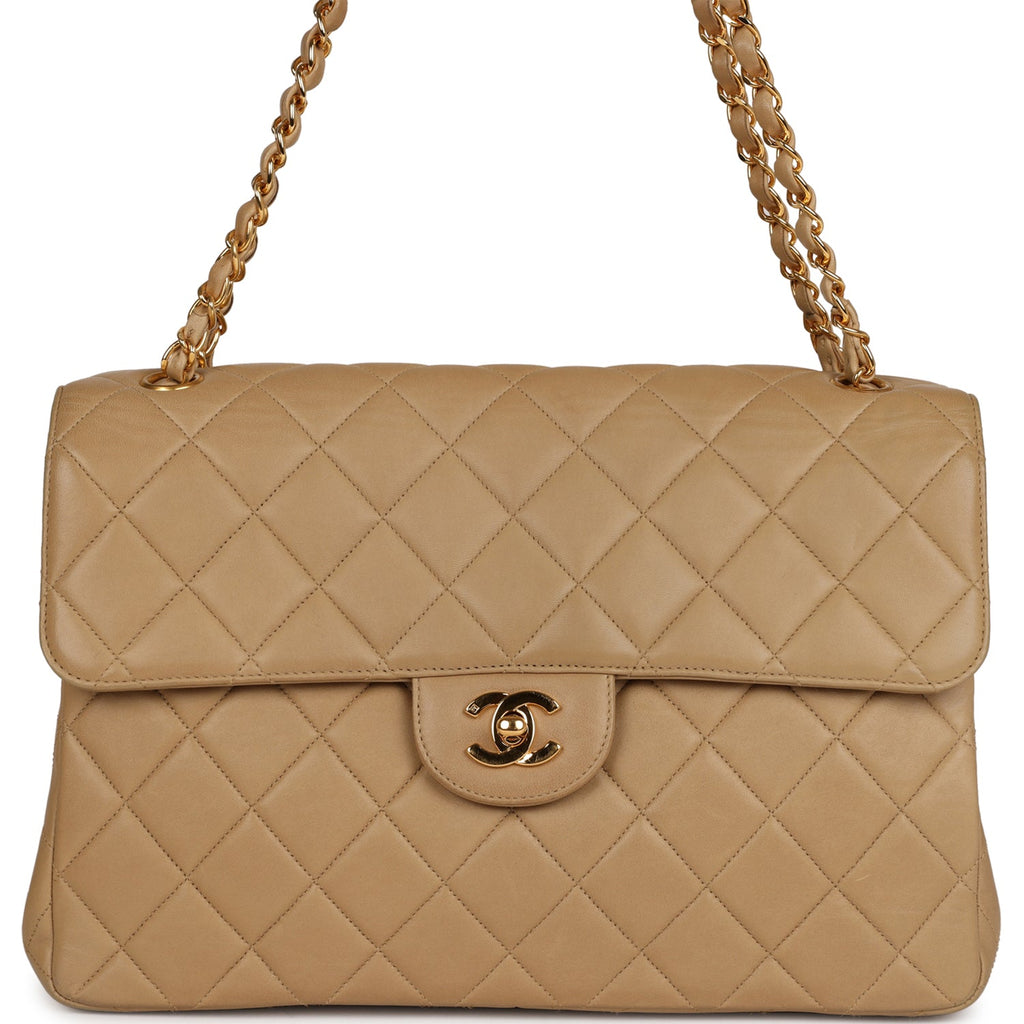 Vintage Chanel Double Sided Flap Bag Taupe Lambskin Gold Hardware – Madison  Avenue Couture