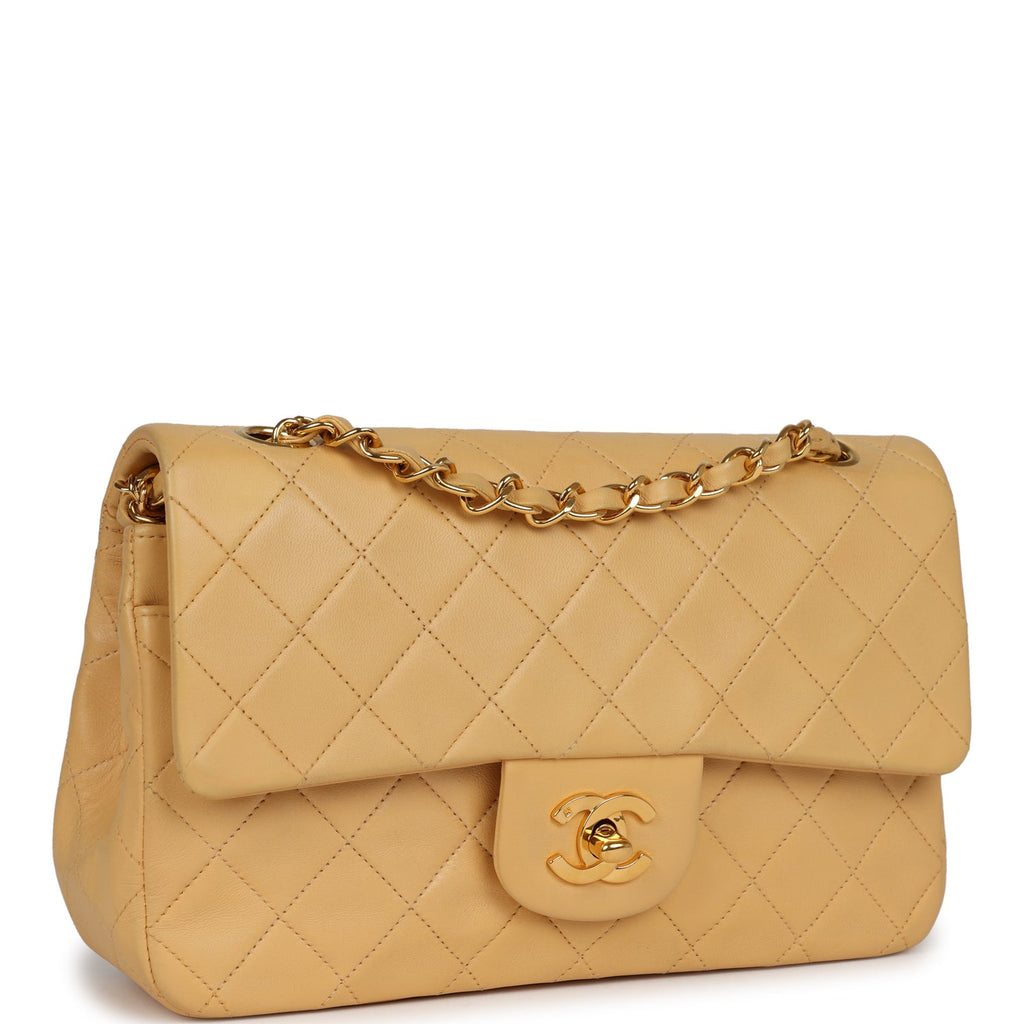 Chanel Quilted Distressed Glazed Gold Leather Accordion Flap Shoulder Bag Medium