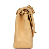 Vintage Chanel Small Classic Double Flap Beige Lambskin Gold Hardware