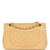 Vintage Chanel Small Classic Double Flap Beige Lambskin Gold Hardware