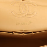 Vintage Chanel Small Classic Double Flap Beige Lambskin Gold Hardware