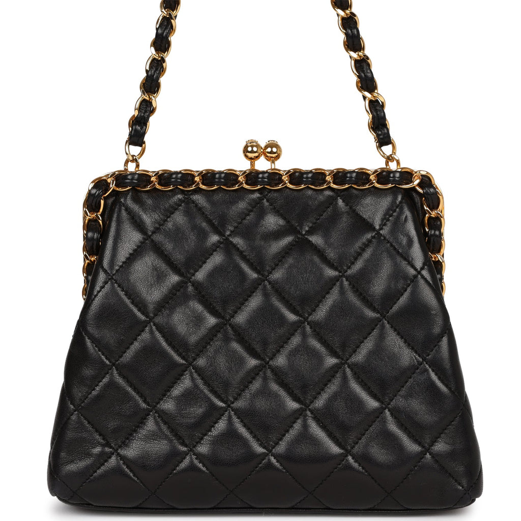 Vintage Chanel Frame Bag Black Lambskin Gold Hardware – Madison Avenue  Couture