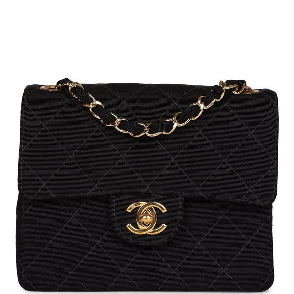 Chanel Vintage Black Jersey Canvas Medium Classic Double Flap Bag