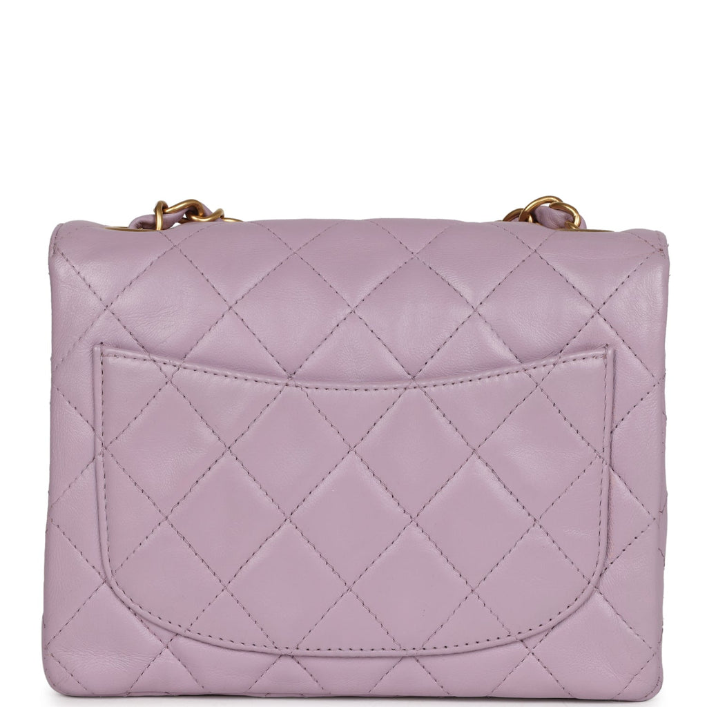 Vintage Chanel Mini Square Flap Bag Light Purple Lambskin Matte