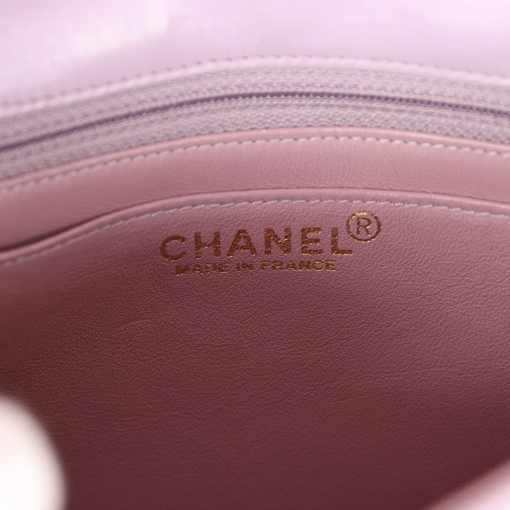 Vintage Chanel Mini Square Flap Bag Light Purple Lambskin Matte Gold H –  Madison Avenue Couture