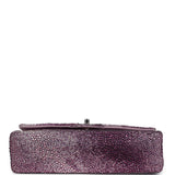 Custom Swarovski Crystal Vintage Chanel Medium Classic Double Flap Purple Lambskin Silver Hardware