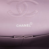 Custom Swarovski Crystal Vintage Chanel Medium Classic Double Flap Purple Lambskin Silver Hardware