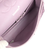 Custom Swarovski Crystal Vintage Chanel Medium Classic Double Flap Purple Lambskin Silver Hardware