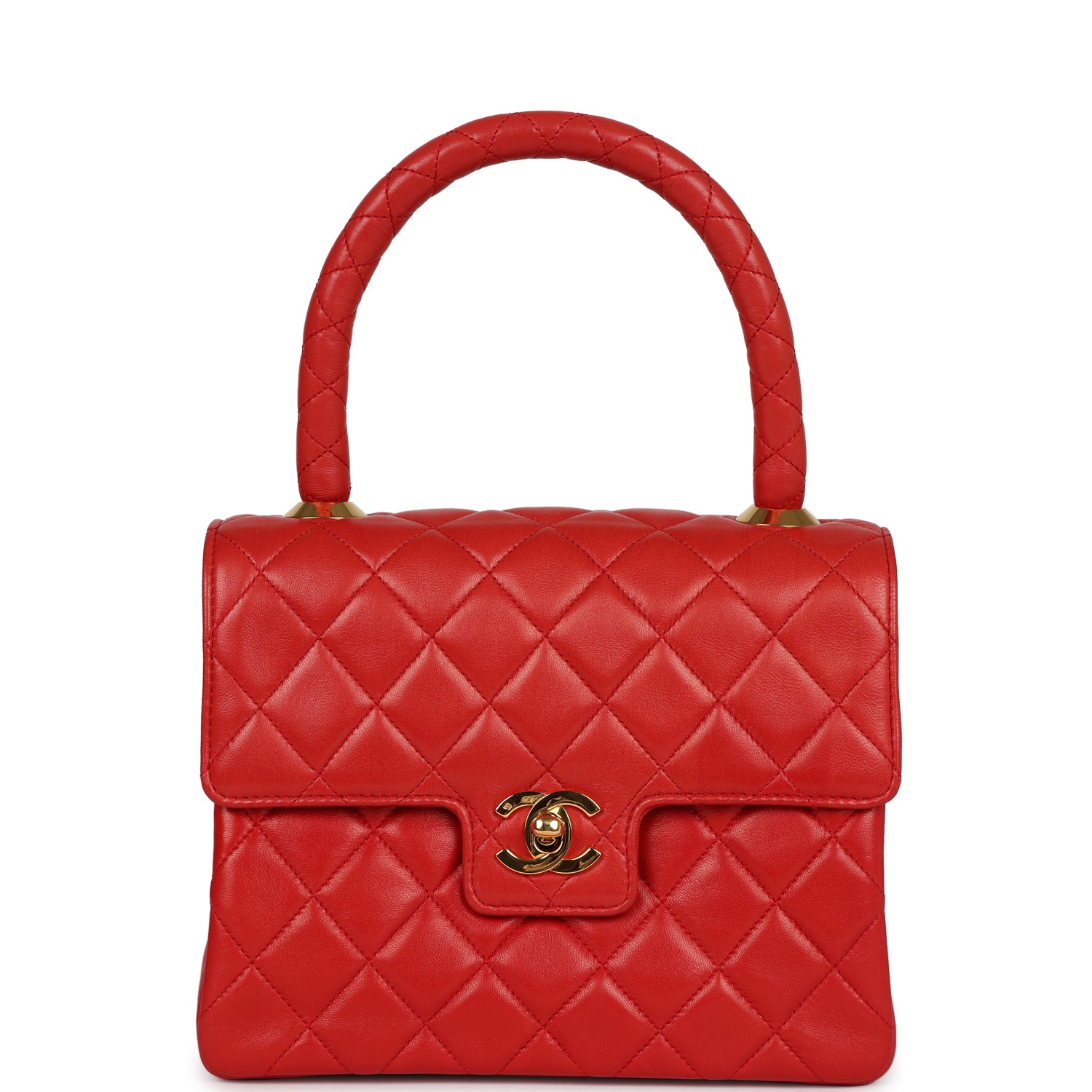 Vintage Chanel Top Handle Flap Red Lambskin Gold Hardware – Madison ...