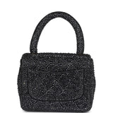 Custom Black Swarovski Crystal Vintage Chanel Mini Kelly Flap Bag Black Lambskin Gold Hardware