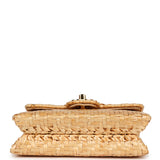 Vintage Chanel Mini Flap Bag Natural Wicker Gold Hardware