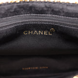 Vintage Chanel Chain Frame CC Shopping Tote Black Satin Gold Hardware