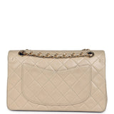 Vintage Chanel Small Classic Double Flap Beige Lambskin Gold Hardware