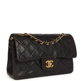 Vintage Chanel Small Classic Flap Black Lambskin Gold Hardware