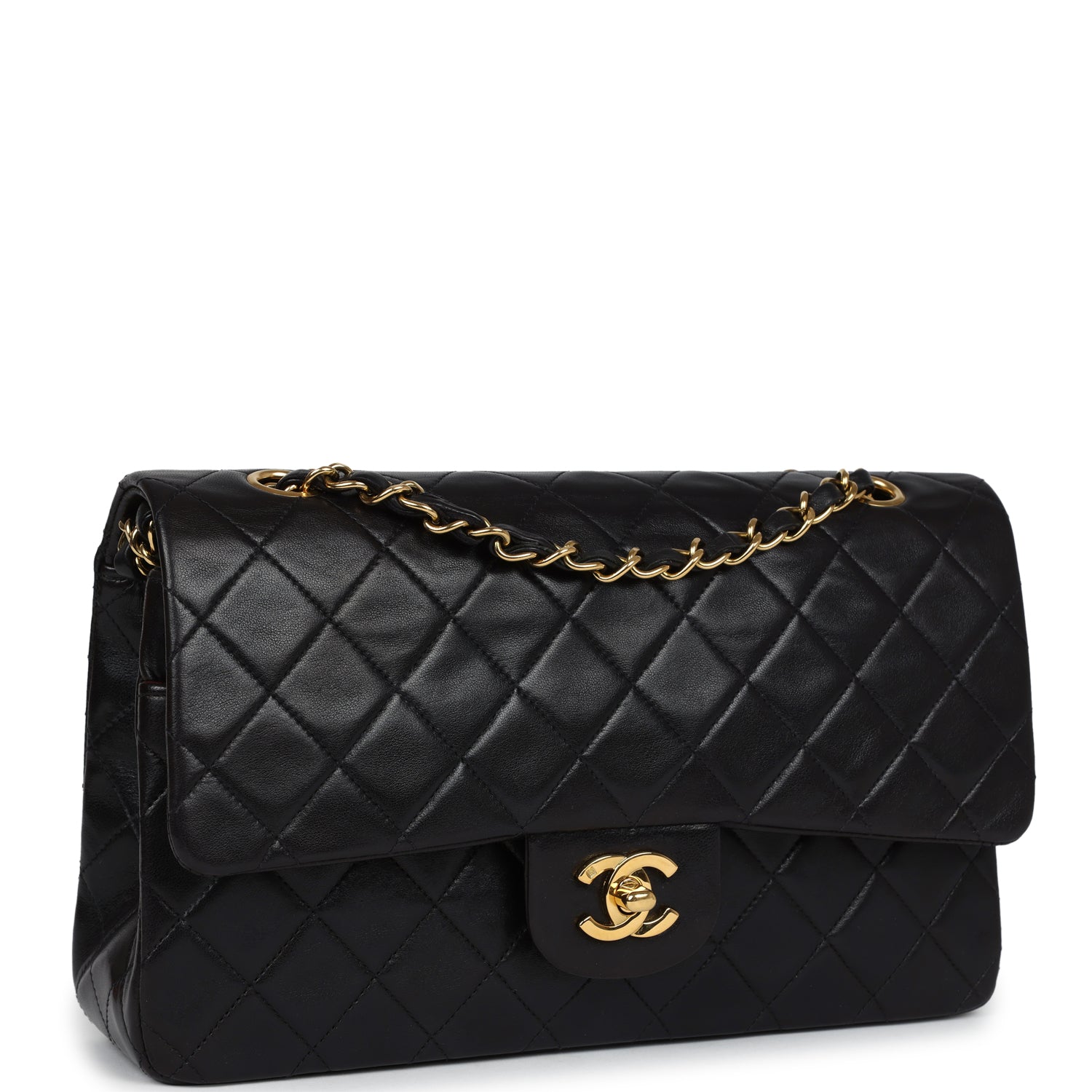 COLLEGE MEDIUM 24 IN BLACK LAMBSKIN GOLD HARDWARE