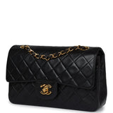Vintage Chanel Small Classic Double Flap Black Lambskin Gold Hardware
