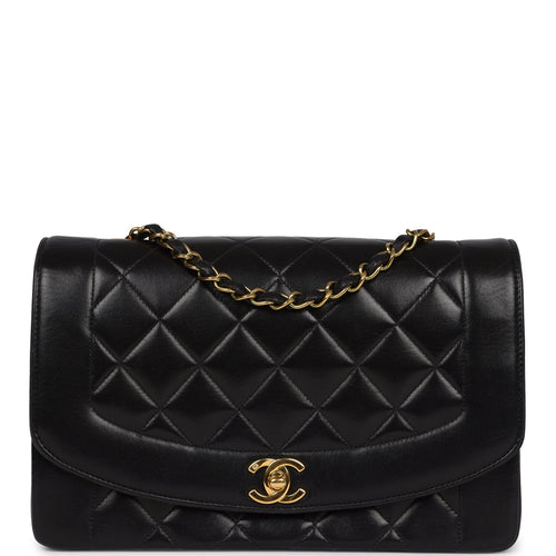 Vintage Chanel Small Diana Flap Bag Black Lambskin Gold Hardware