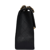 Vintage Chanel XL Jumbo Maxi Flap Bag Black Lambskin Gold Hardware