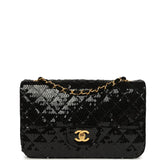Vintage Chanel Small Flap Bag Black Sequin Gold Hardware