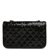 Vintage Chanel Small Flap Bag Black Sequin Gold Hardware