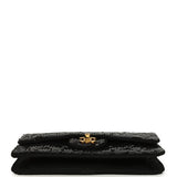 Vintage Chanel Small Flap Bag Black Sequin Gold Hardware