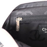 Vintage Chanel Cambon Ligne Pink and Black Calfskin Pochette Silver Hardware