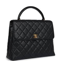 Vintage Chanel Kelly Flap Bag Black Caviar Gold Hardware