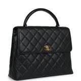 Vintage Chanel Kelly Flap Bag Black Caviar Gold Hardware