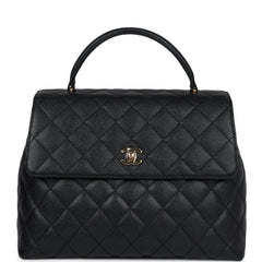 Vintage Chanel Kelly Flap Bag Black Caviar Gold Hardware