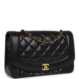 Vintage Chanel Medium Diana Flap Bag Black Lambskin Gold Hardware