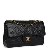 Vintage Chanel Small Classic Double Flap Black Lambskin Gold Hardware