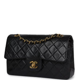 Vintage Chanel Small Classic Double Flap Black Lambskin Gold Hardware