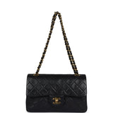 Vintage Chanel Small Classic Double Flap Black Lambskin Gold Hardware