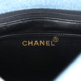 Vintage Chanel Mini Square Flap Bag Blue Denim Gold Hardware