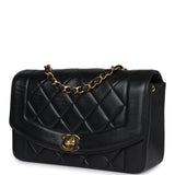 Vintage Chanel Small Diana Flap Bag Black Lambskin Gold Hardware