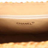 Vintage Chanel Small Picnic Basket Bag Natural Wicker Gold Hardware