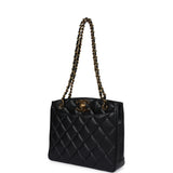 Vintage Chanel Medium CC Turnlock Tote Black Caviar Gold Hardware