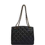 Vintage Chanel Medium CC Turnlock Tote Black Caviar Gold Hardware