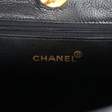 Vintage Chanel Medium CC Turnlock Tote Black Caviar Gold Hardware