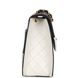 Vintage Chanel Trapezoid Flap Bag Navy and White Lambskin Gold Hardware