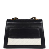 Vintage Chanel Trapezoid Flap Bag Navy and White Lambskin Gold Hardware