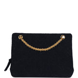 Vintage Chanel Shoulder Bag Navy Tweed Gold Hardware