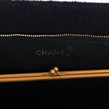 Vintage Chanel Shoulder Bag Navy Tweed Gold Hardware