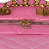 Vintage Chanel Lunchbox Vanity Bag Pink Patent Gold Hardware