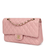 Vintage Chanel Medium Classic Double Flap Bag Pink Caviar Gold Hardware