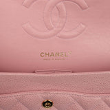 Vintage Chanel Medium Classic Double Flap Bag Pink Caviar Gold Hardware